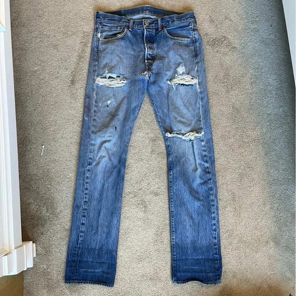Levi's Distressed Blue Straight Jeans
